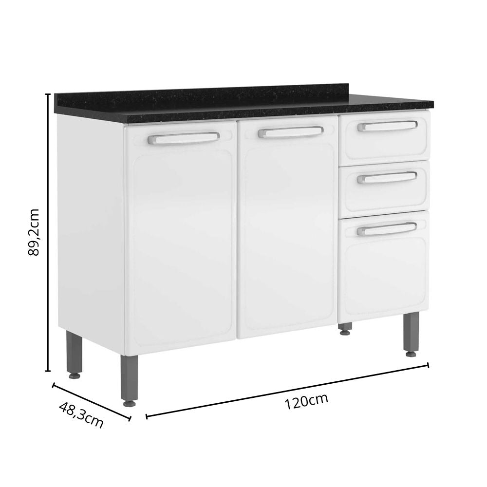 Cozinha Compacta em Aço 6 Portas 2 Gavetas Evidence Bertolini