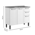 Cozinha Completa em Aço com pia 14 Ptas 2 Gav Múltipla Bertolini