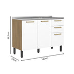 Cozinha Completa em Madeira com Pia 9 Portas 2 Gavetas Axé Bertolini