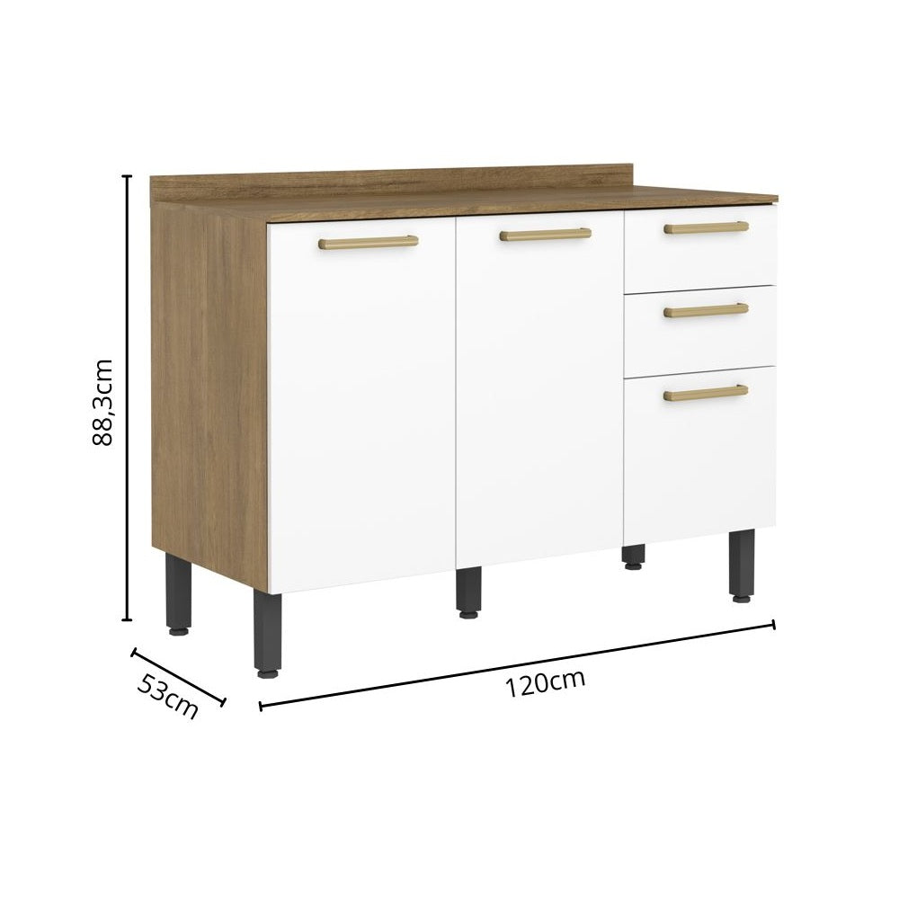 Cozinha Completa em Madeira 8 Portas 3 Gavetas Axé Bertolini