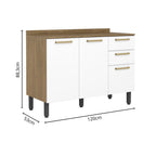 Cozinha Completa em Madeira com Tampo 12 Portas 3 Gavetas Axé Bertolini