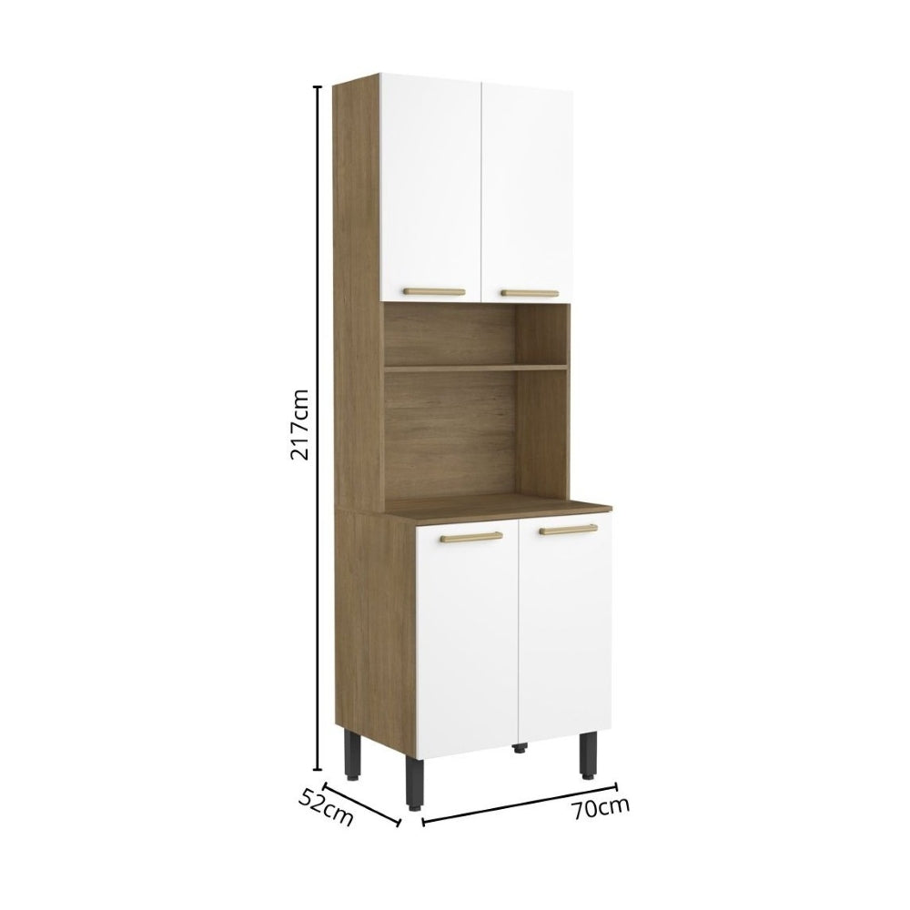 Cozinha Completa em Madeira com Tampo 12 Portas 3 Gavetas Axé Bertolini