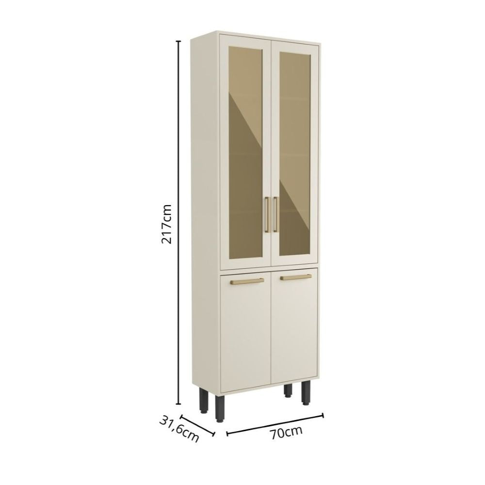 Cristaleira com 4 Portas 2 Vidros Bossa Nova Bertolini
