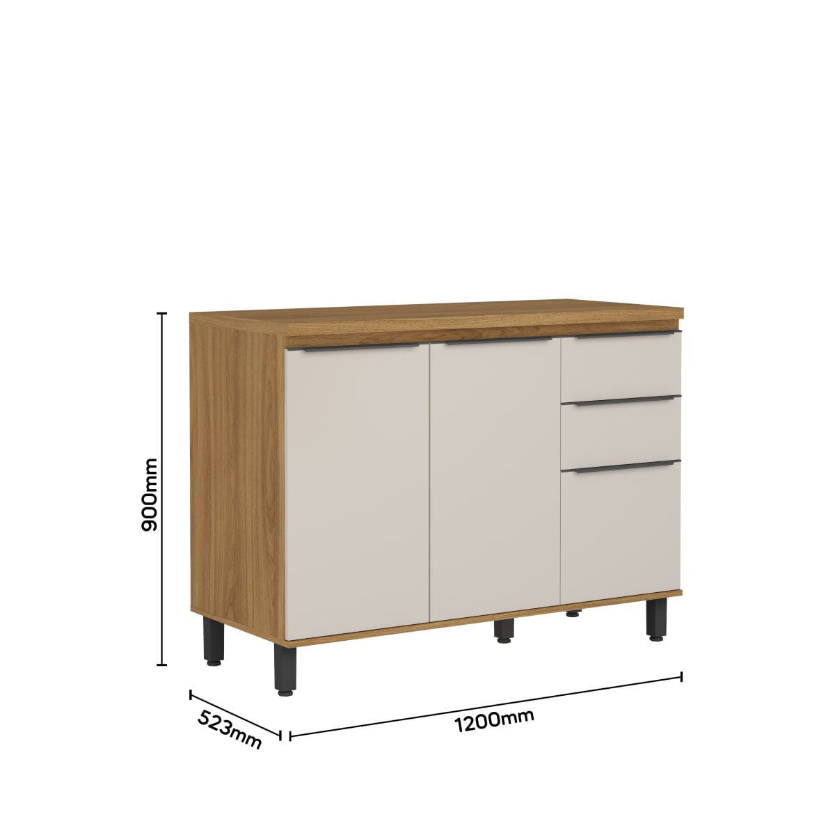 Balcão de Cozinha com Tampo 2 Portas 3 Gavetas Serena Bertolini