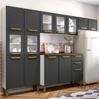 Cozinha Completa em Aço com Tampo em MDP 2 Gavetas 14 Portas Bella Bertolini