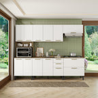 Cozinha Completa em Madeira com Tampo 12 Portas 3 Gavetas Axé Bertolini