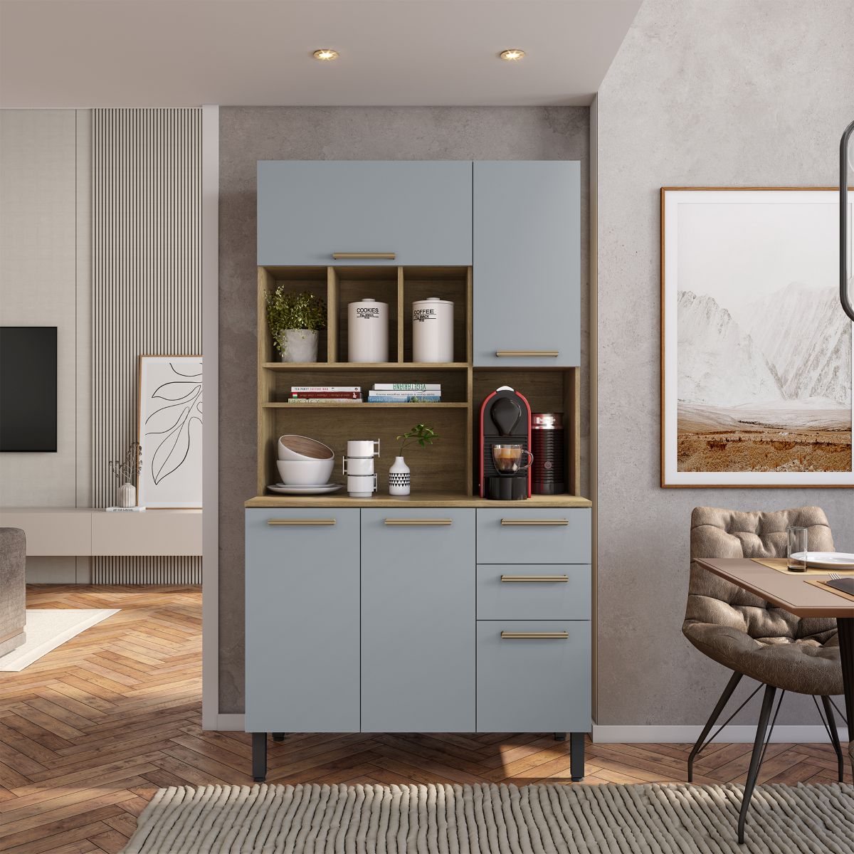 Cozinha Compacta 105cm 5 Portas 2 Gavetas Axé Bertolini