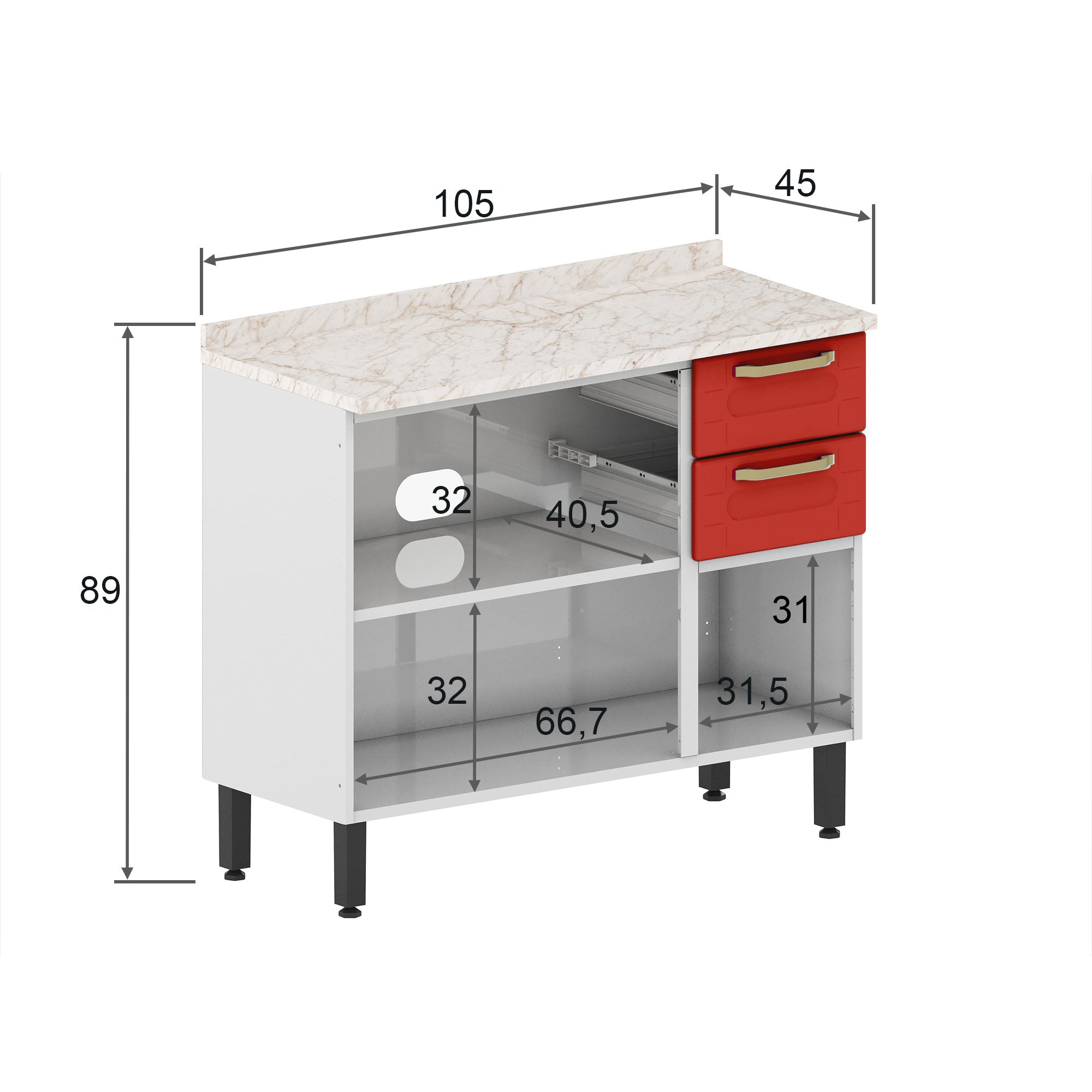 Cozinha Completa em Aço 2 Gavetas 14 Portas Colors Bertolini