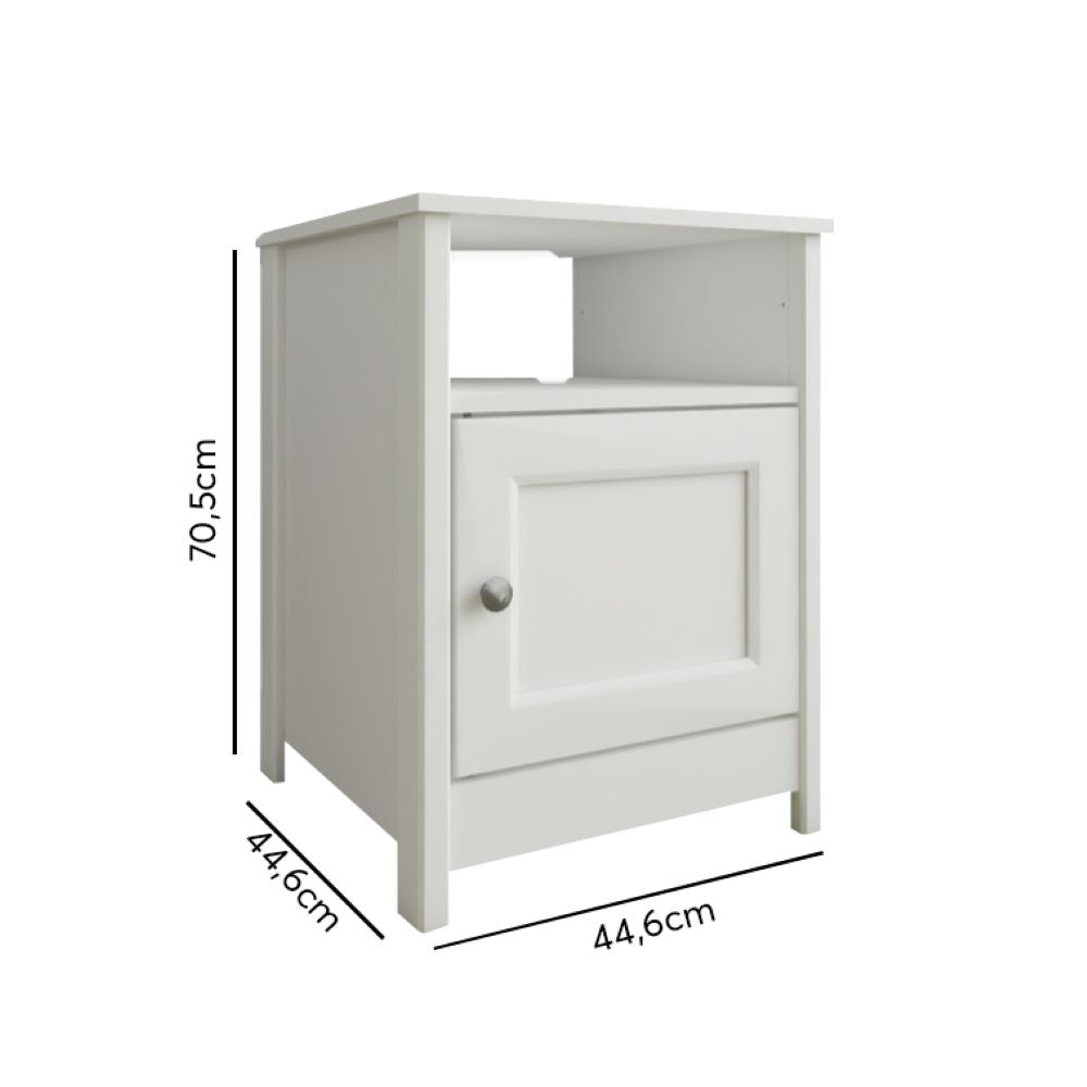 Mesa de Cabeceira Lateral em Madeira com 1 Porta