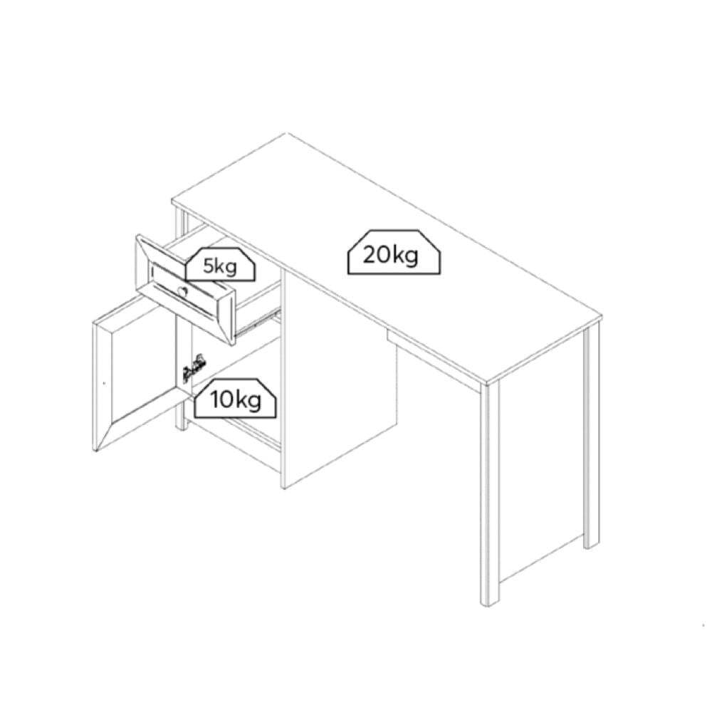 Mesa para Escritório Escrivaninha em Madeira 95 cm 1 Porta 1 Gaveta