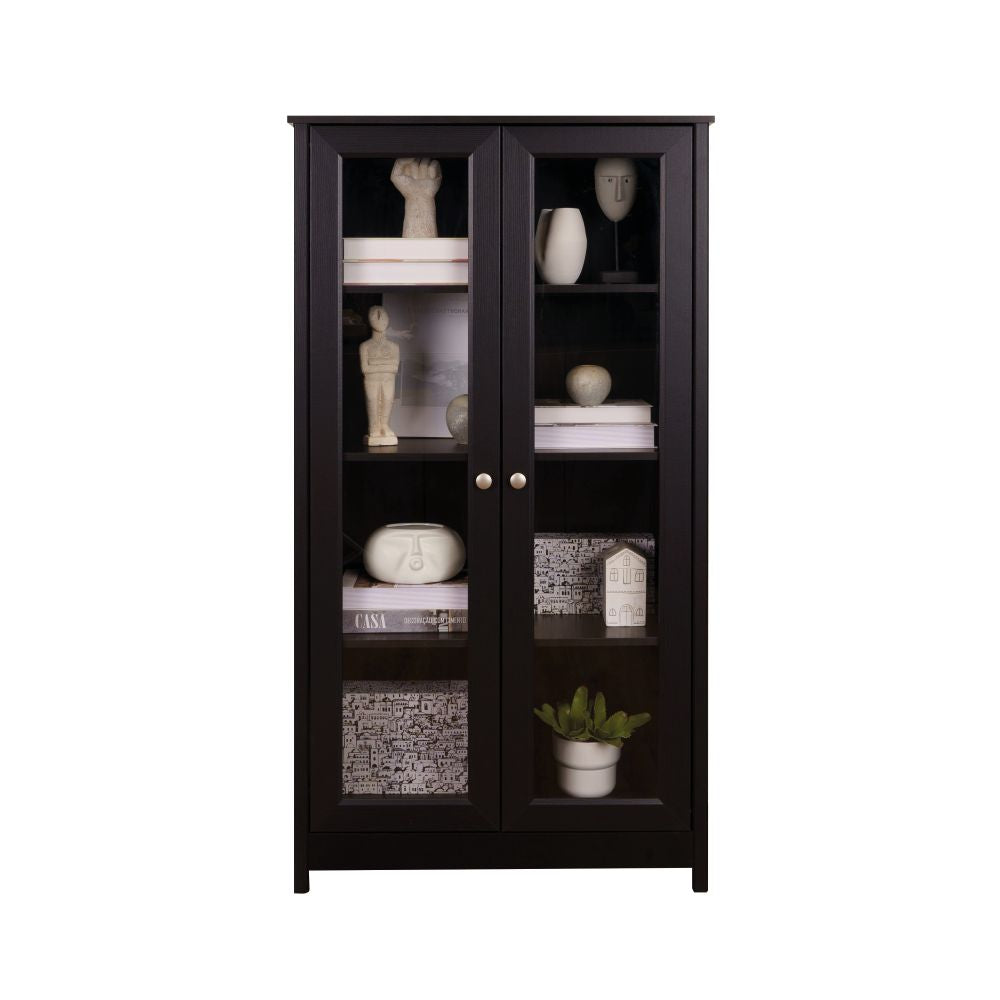 Estante Cristaleira em Madeira com 2 Portas de Vidro