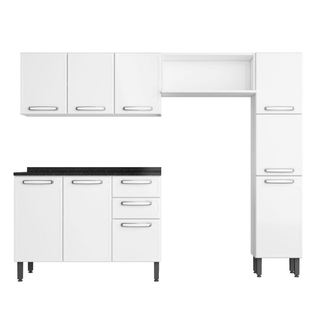 Cozinha Compacta em Aço 4 Peças 9 Portas 2 Gavetas Evidence Bertolini