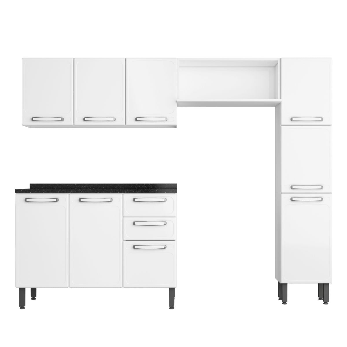 Cozinha Compacta em Aço 4 Peças 9 Portas 2 Gavetas Evidence Bertolini