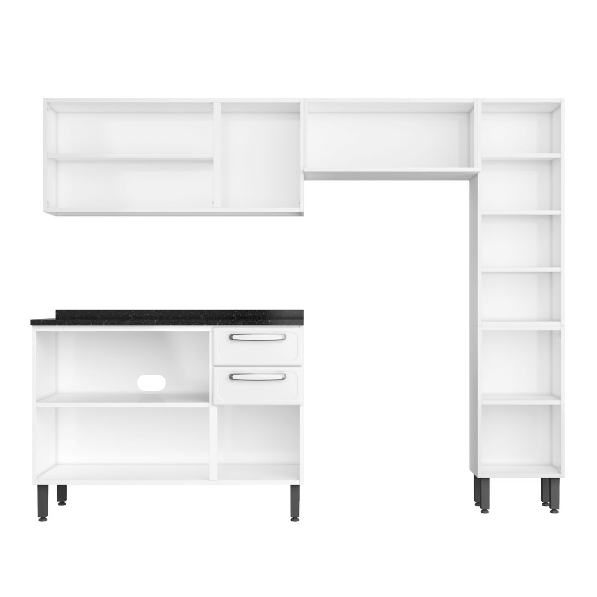 Cozinha Compacta em Aço 4 Peças 9 Portas 2 Gavetas Evidence Bertolini