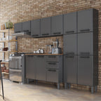 Cozinha Completa em Aço com Tampo MDP 14 Portas 2 Gavetas Estilo Bertolini