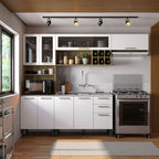 Cozinha Completa em Madeira com Pia 9 Portas 2 Gavetas Axé Bertolini