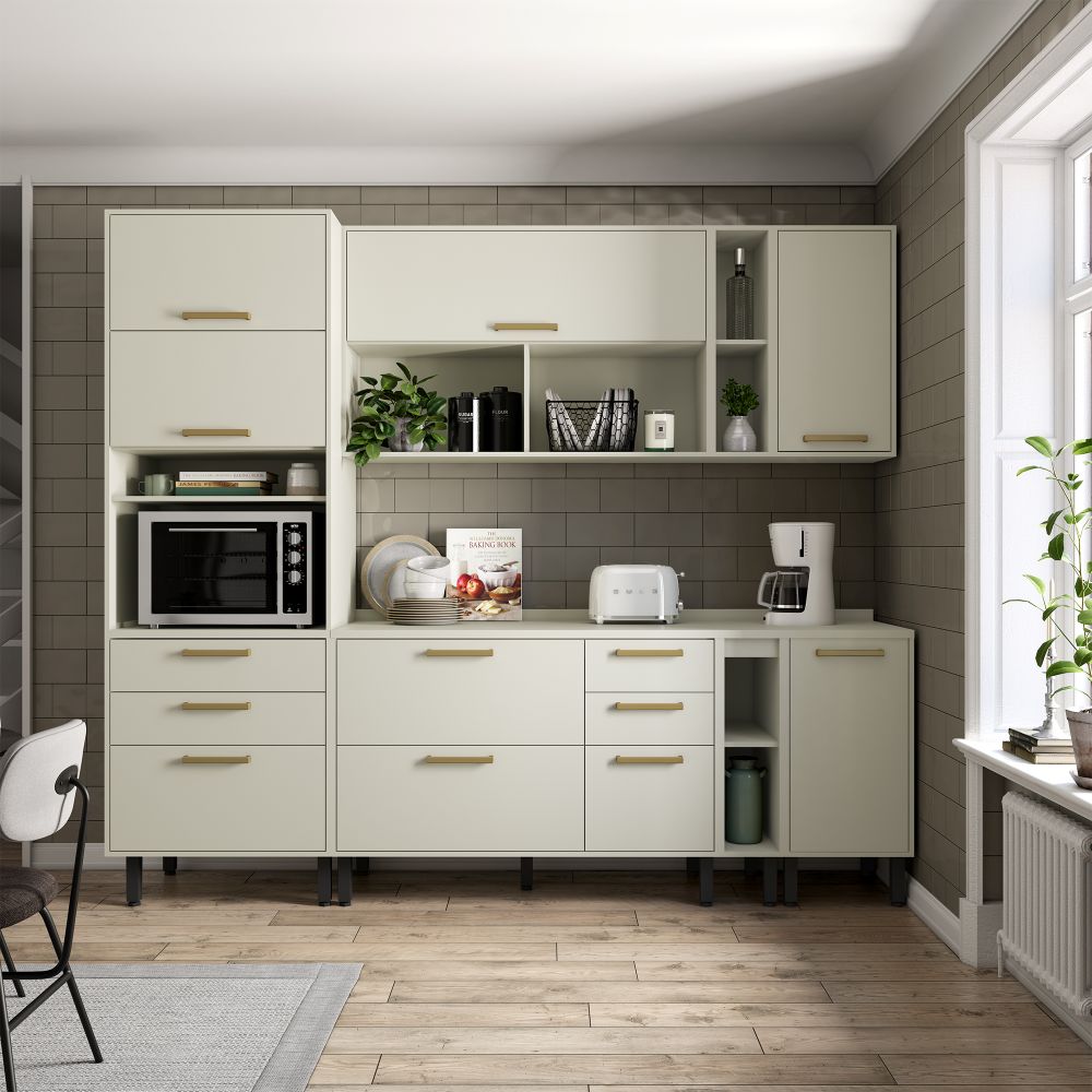 Cozinha Completa 250 cm 6 Gavetas Bossa Nova Bertolini