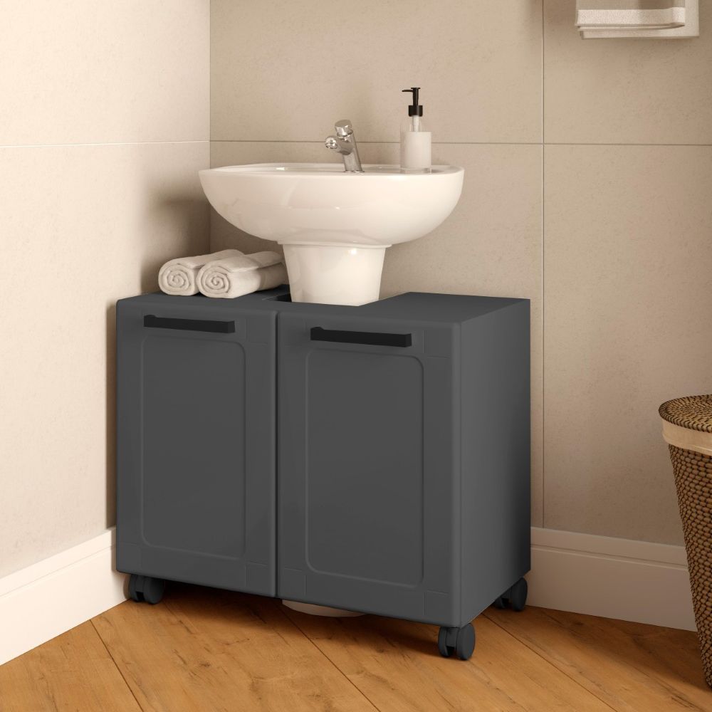 Gabinete de Banheiro 70 cm com Rodízios 2 Portas Bertolini