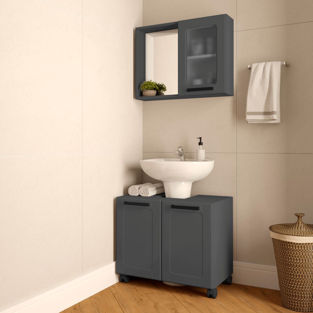 Conjunto para Banheiro 70 cm Gabinete e Aéreo Multi Bertolini