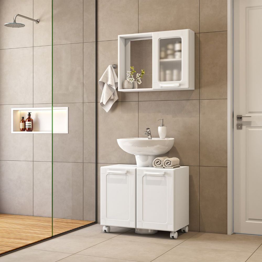 Conjunto para Banheiro 70 cm Gabinete e Aéreo Multi Bertolini