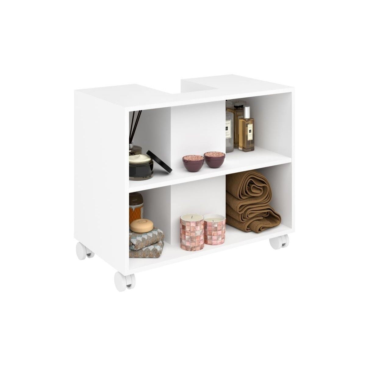 Gabinete de Banheiro 70 cm com Rodízios 2 Portas Bertolini