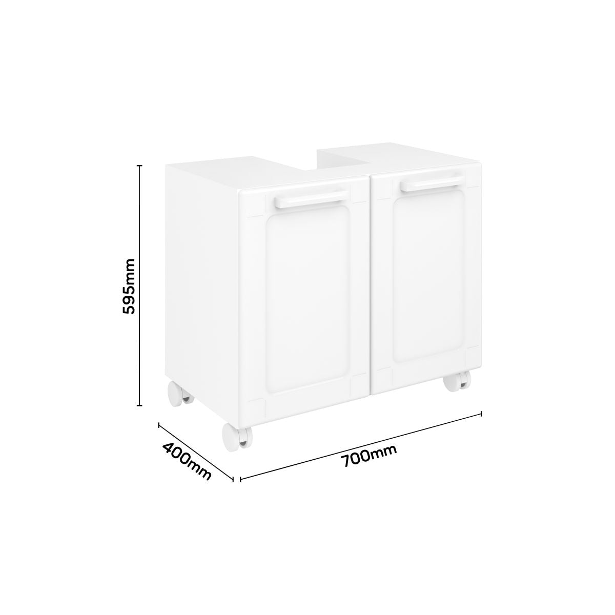 Gabinete de Banheiro 70 cm com Rodízios 2 Portas Bertolini