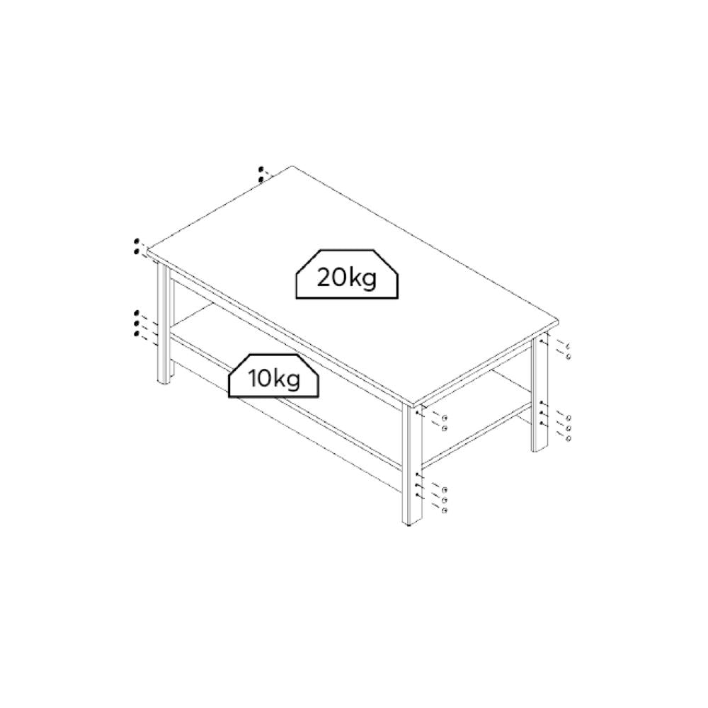 Mesa de Centro Retangular em Madeira 96 cm para Sala de Estar