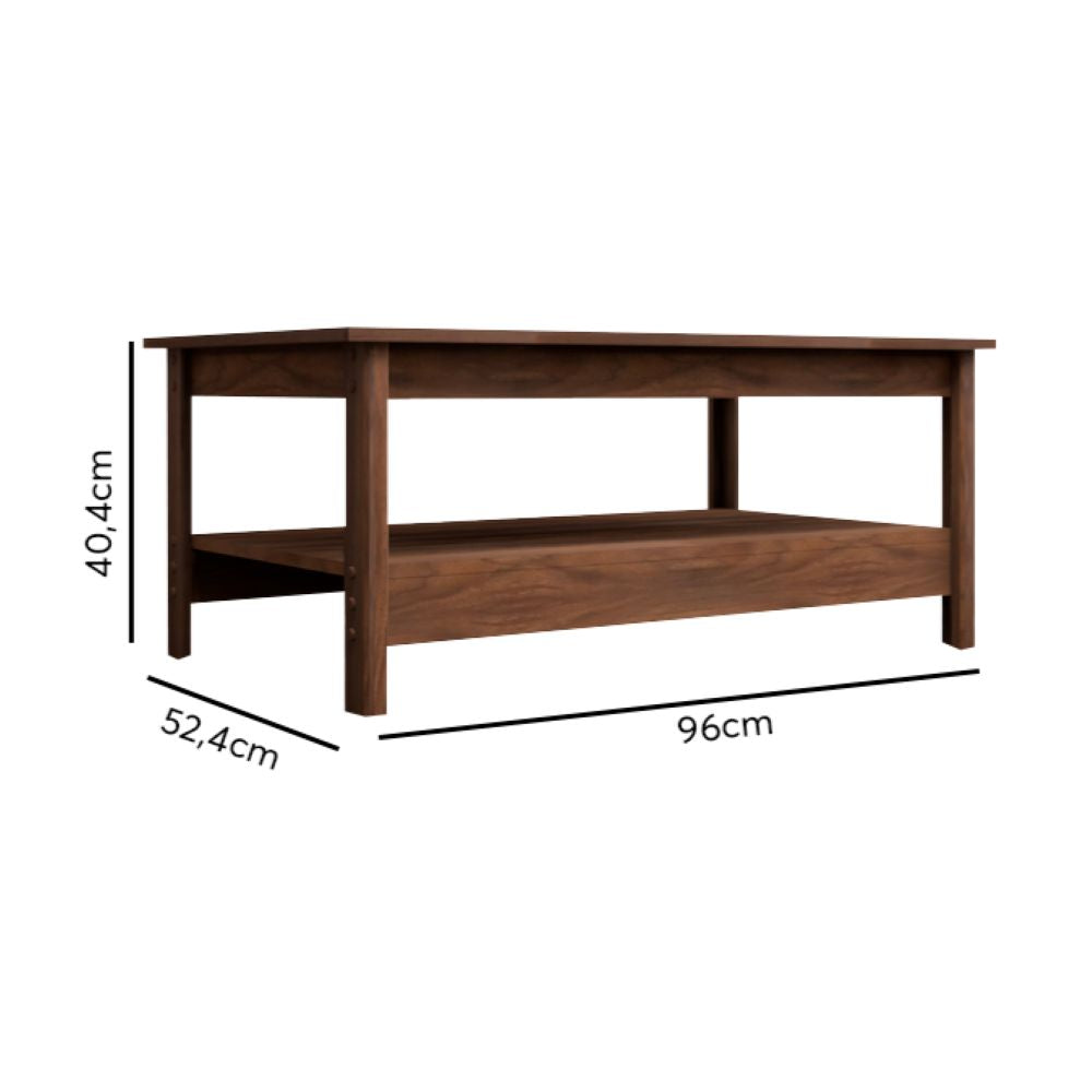 Mesa de Centro Retangular em Madeira 96 cm para Sala de Estar