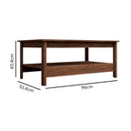 Mesa de Centro Retangular em Madeira 96 cm para Sala de Estar