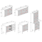 Cozinha Completa em Aço com Tampos em MDP 13 Ptas 4 Gav Bella Bertolini