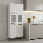 Paneleiro de Cozinha em Aço 6 Portas 2 Vidros Bella Bertolini