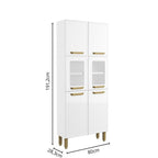 Paneleiro de Cozinha em Aço 6 Portas 2 Vidros Bella Bertolini