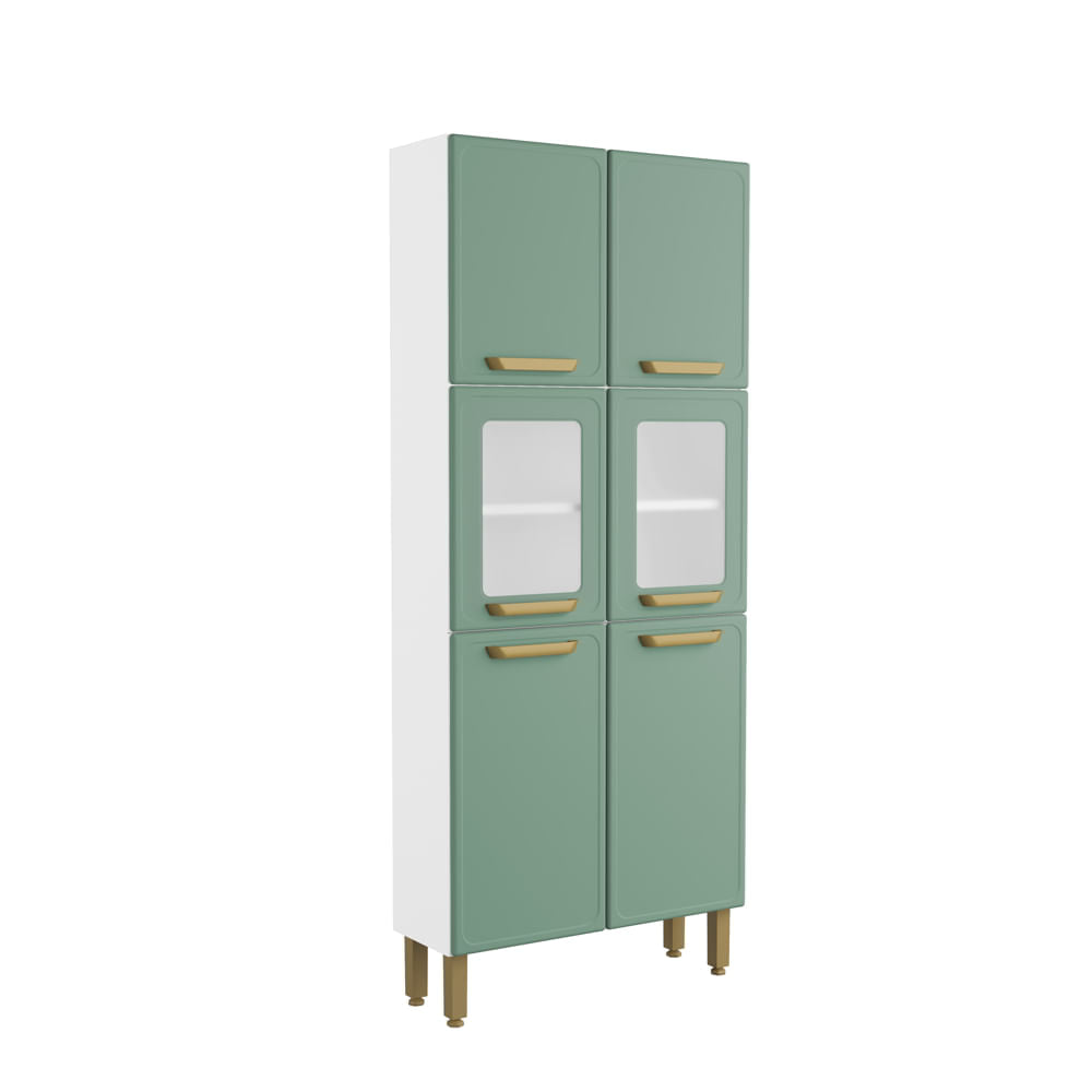 Paneleiro de Cozinha em Aço 6 Portas 2 Vidros Bella Bertolini