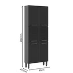 Armário de Cozinha em Aço 80cm 6 Portas 2 Vidros Estilo Bertolini