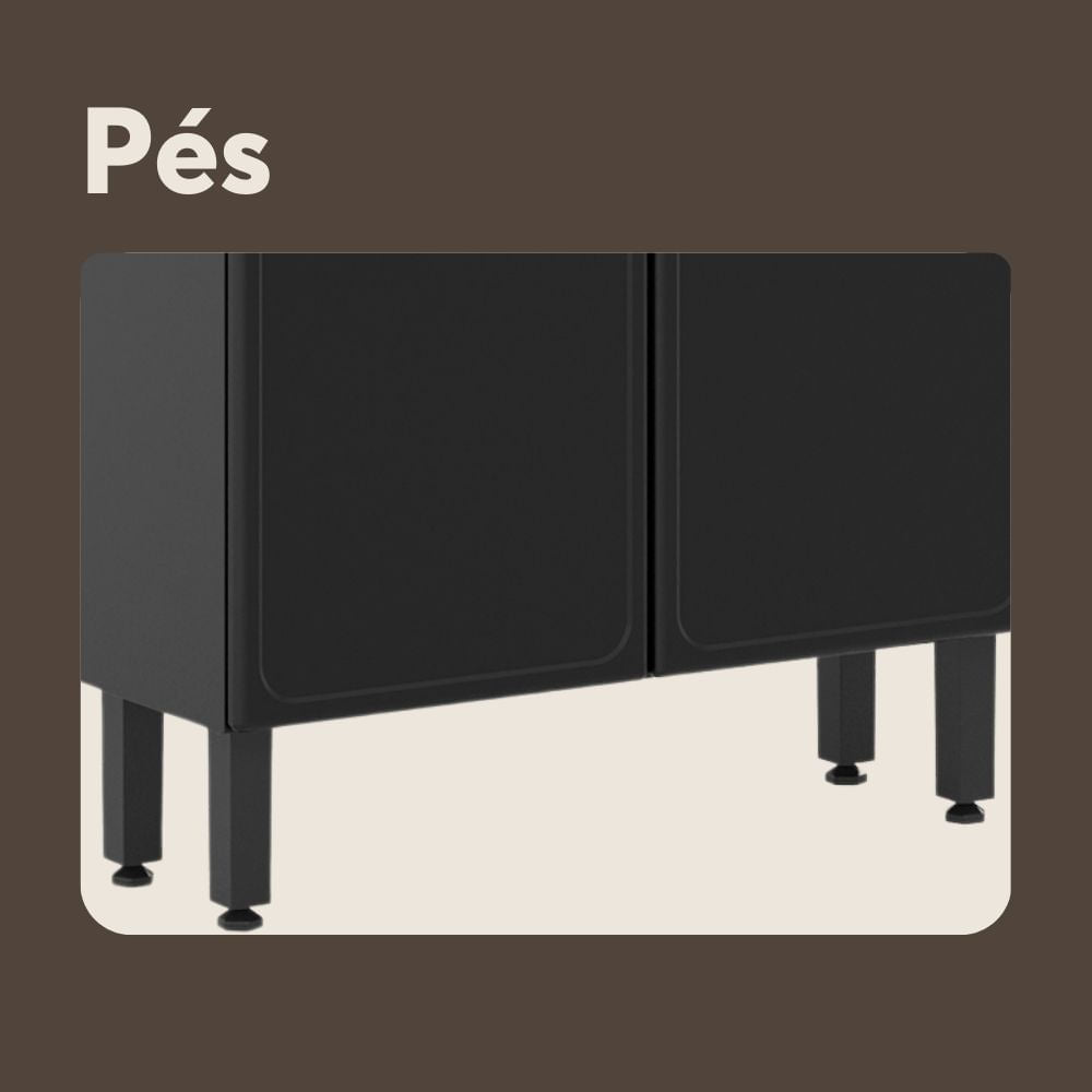 Armário de Cozinha em Aço 80cm 6 Portas 2 Vidros Estilo Bertolini