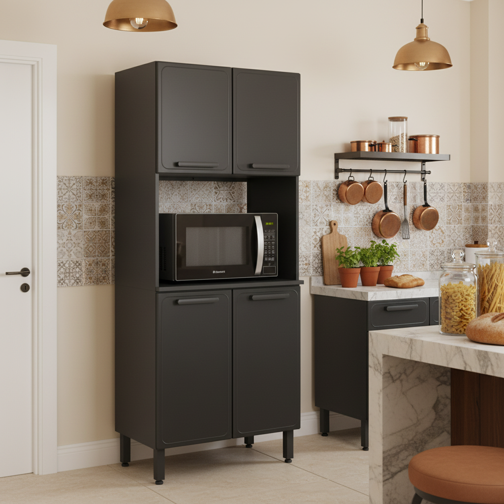 Armário de Cozinha em Aço para Forno 4 Portas Estilo Bertolini