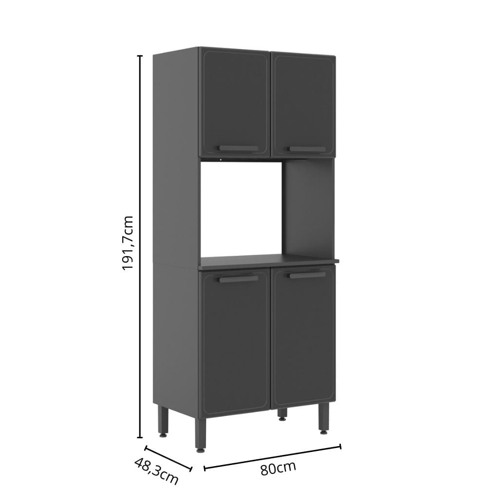 Armário de Cozinha em Aço para Forno 4 Portas Estilo Bertolini