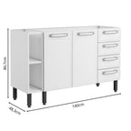 Balcão de Cozinha em Aço 2 Portas 4 Gavetas 2 Nichos Evidence Bertolini