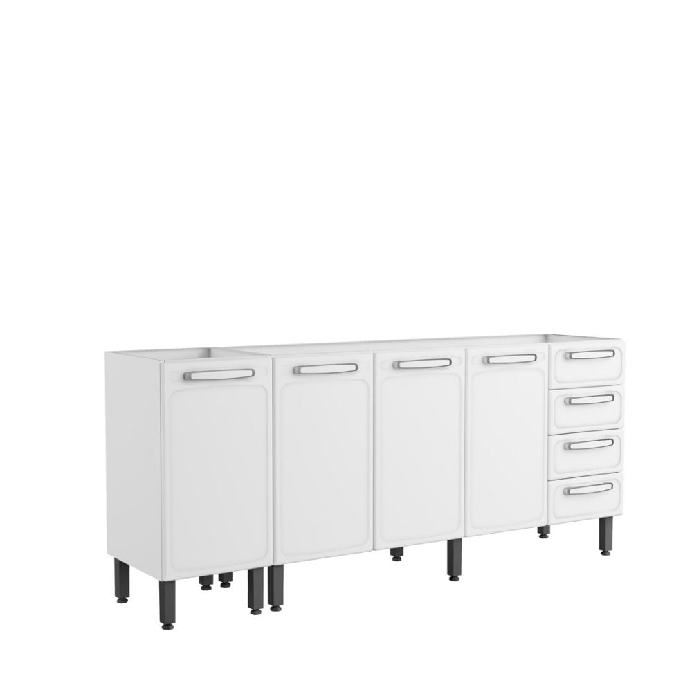 Balcão de Cozinha em Aço 4 Portas 4 Gavetas 2 Nichos Evidence Bertolini