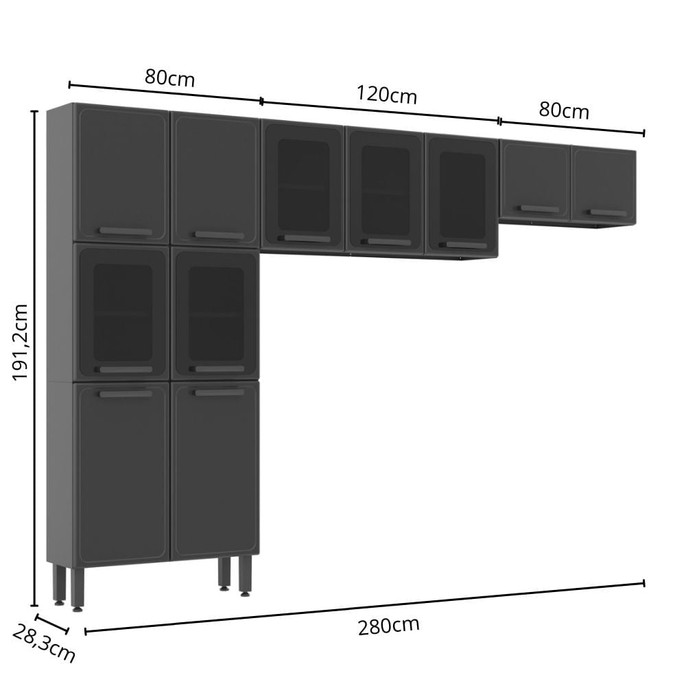 Cozinha de Aço Compacta 3 Peças Estilo Bertolini