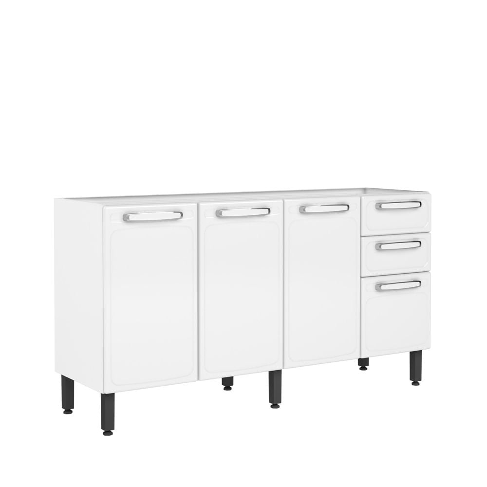 Balcão de Cozinha em Aço 4 Portas 2 Gavetas Evidence Bertolini