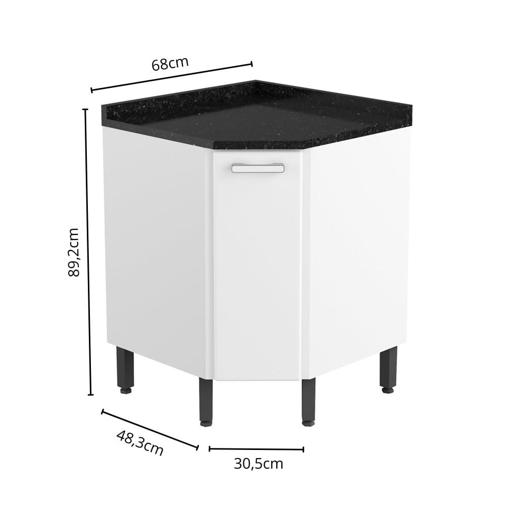 Balcão de Cozinha Canto em Aço com Tampo 1 Porta Gourmet Bertolini