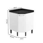 Balcão de Cozinha Canto em Aço com Tampo 1 Porta Evidence Bertolini