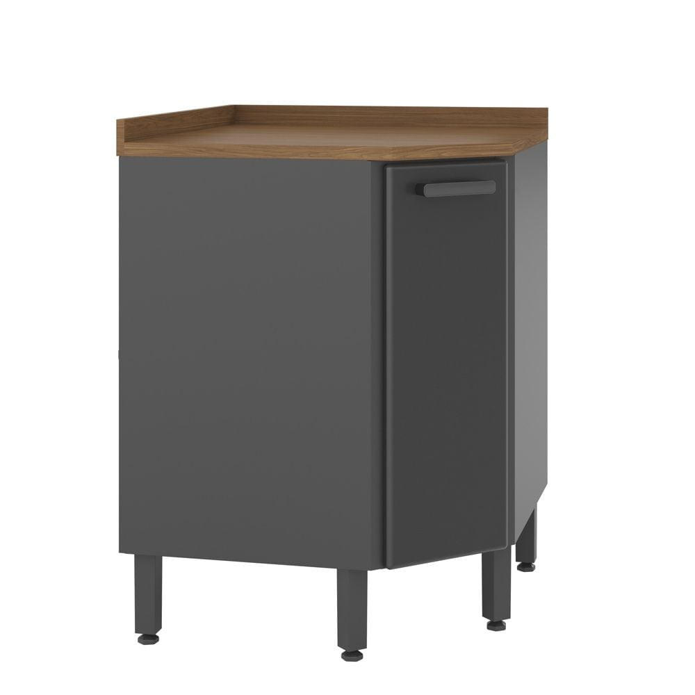 Balcão de Cozinha Canto em Aço com Tampo 1 Porta Estilo Bertolini