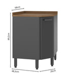 Balcão de Cozinha Canto em Aço com Tampo 1 Porta Estilo Bertolini