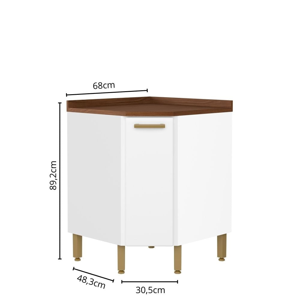 Balcão de Cozinha Canto em Aço com 1 Porta Bella Bertolini
