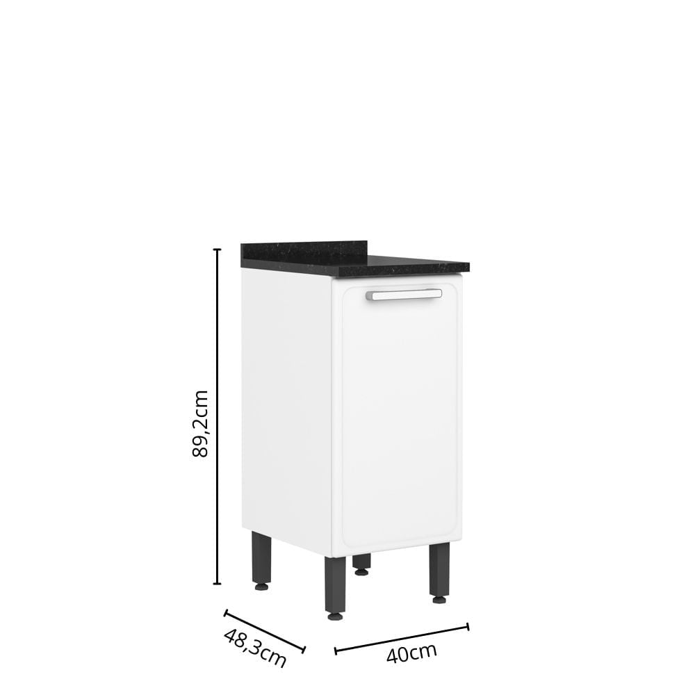 Balcão de Cozinha em Aço 40cm com Tampo 1 Porta Gourmet Bertolini