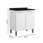 Balcão de Cozinha em Aço com Tampo 2 Portas Gourmet Bertolini