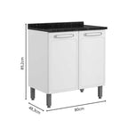 Balcão de Cozinha em Aço com Tampo 2 Portas Evidence Bertolini