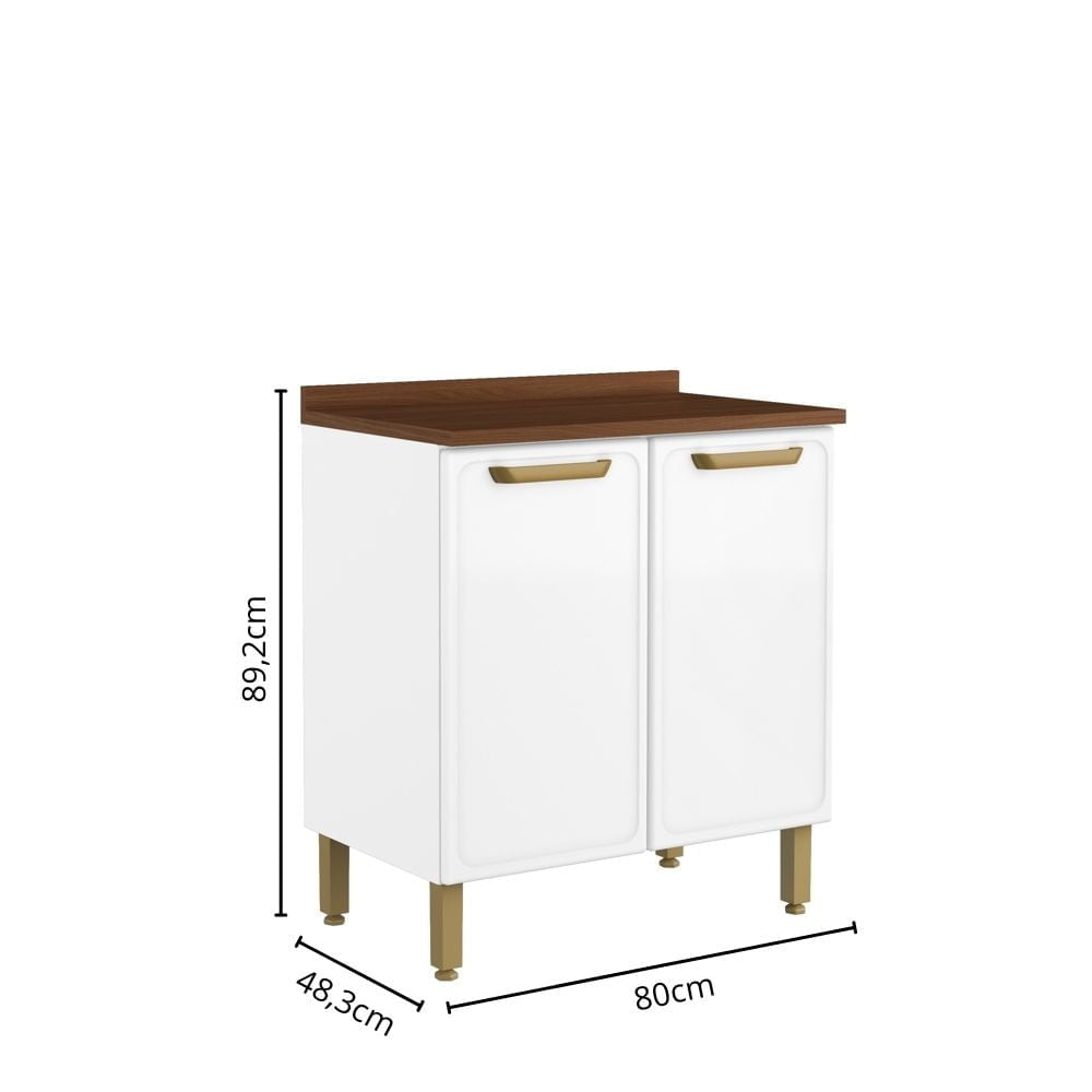 Balcão de Cozinha em Aço com Tampo 2 Portas Bella Bertolini